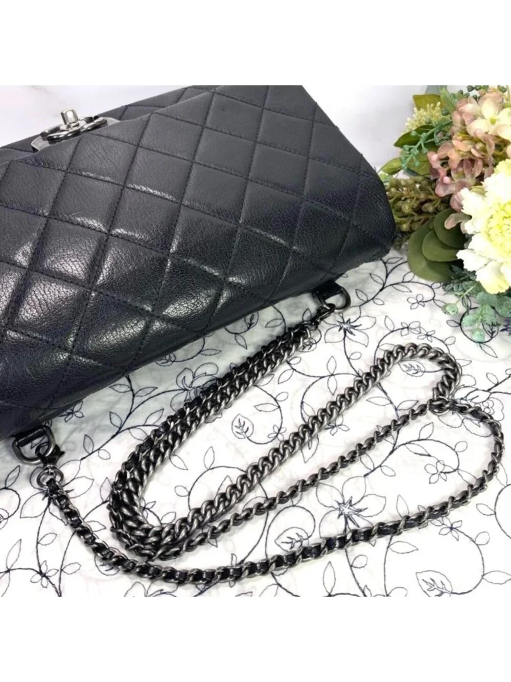 Chanel Metal CC Logo Quilted Chain Shoulder Bag
